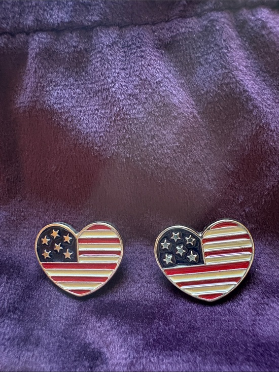 Jewelry - American Flag Heart Lapel Pins - Set of Two